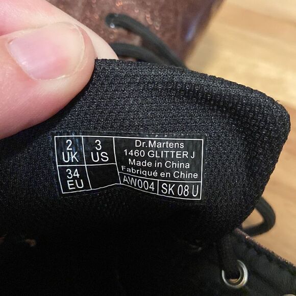 Dr. Martens Maroon Purple 1460 Glitter J Side Zip Combat Ankle Boots Size 3 - Picture 9 of 9